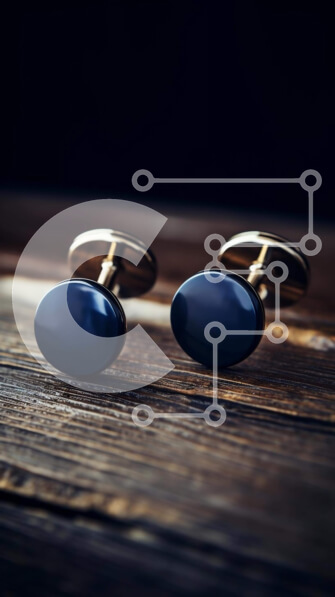 Intra Συλλεκτικό Ξύλινο Παζλ Plywood  4mm - Χρυσά οβάλ μανικετόκουμπα σε ξύλινη επιφάνεια Σε Ξύλινο Κουτί - Διαστάσεις Puzzle: 10x10 cm – 25 κομμάτια