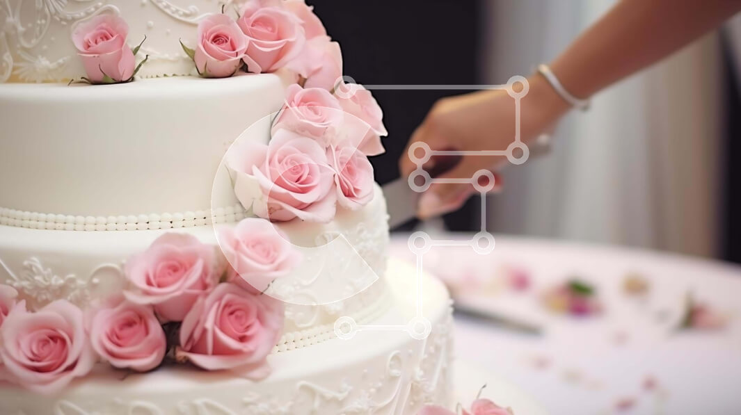 Σετ των 2 Intra Συλλεκτικό Ξύλινο Παζλ Plywood  4mm - Λευκή τούρτα τριών επιπέδων με ροζ τριαντάφυλλα που κόβονται Σε Ξύλινο Κουτί - Διαστάσεις: 10x10 cm – 25 κομμάτια