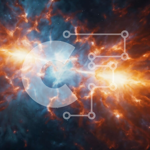 Intra Συλλεκτικό Ξύλινο Παζλ Plywood  4mm - Έκρηξη στο διάστημα με μπλε και πορτοκαλί φόντο Σε Ξύλινο Κουτί - Διαστάσεις Puzzle: 10x10 cm – 25 κομμάτια