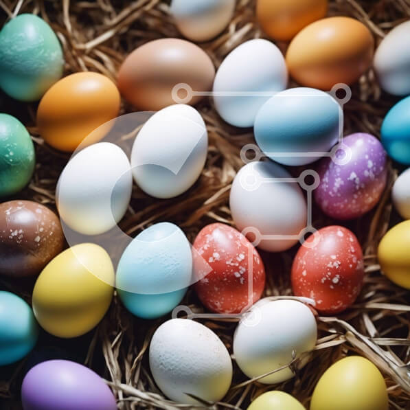 Intra Συλλεκτικό Ξύλινο Παζλ Plywood  4mm - Πολύχρωμα Πασχαλινά αυγά στο σανό Σε Ξύλινο Κουτί - Διαστάσεις: 10x10 cm – 25 κομμάτια