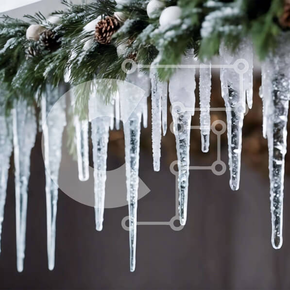 Intra Συλλεκτικό Ξύλινο Παζλ Plywood  4mm - Γιρλάντα διακοπών με παγάκια και κουκουνάρια Σε Ξύλινο Κουτί - Διαστάσεις: 10x10 cm – 25 κομμάτια