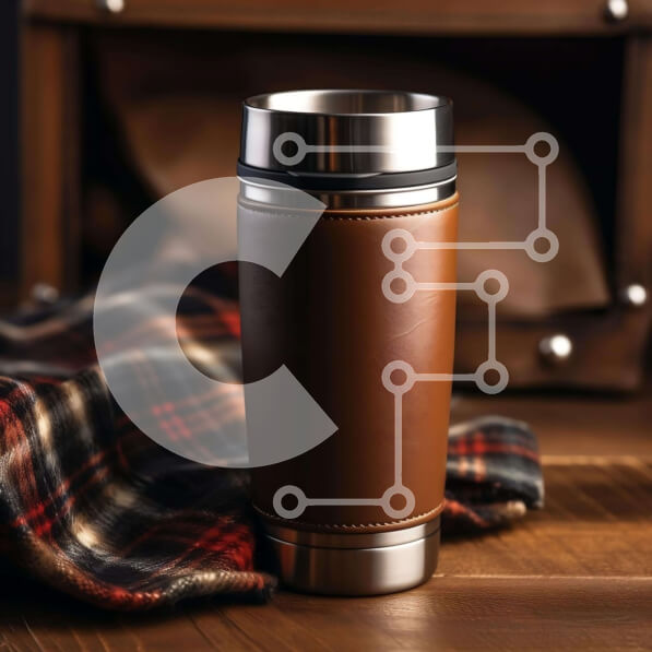 Intra Συλλεκτικό Ξύλινο Παζλ Plywood  4mm - Κούπα ταξιδιού και αποσκευές σε ξύλινο τραπέζι Σε Ξύλινο Κουτί - Διαστάσεις Puzzle: 10x10 cm – 25 κομμάτια