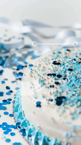 Intra Συλλεκτικό Ξύλινο Παζλ Plywood  4mm - Λευκό Κέικ με Μπλε και Λευκό Κομφετί Σε Ξύλινο Κουτί - Διαστάσεις: 10x10 cm – 25 κομμάτια