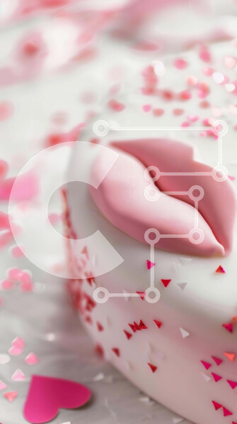 Intra Συλλεκτικό Ξύλινο Παζλ Plywood  4mm - Τούρτα σε σχήμα φιλιού για την ημέρα του Αγίου Βαλεντίνου με ροζ και λευκή διακόσμηση κομφετί Σε Ξύλινο Κουτί - Διαστάσεις: 10x10 cm – 25 κομμάτια