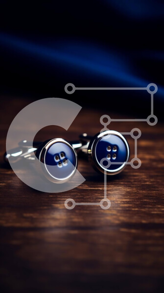 Intra Συλλεκτικό Ξύλινο Παζλ Plywood  4mm - Κομψά ασημένια μανικετόκουμπα με μπλε πέτρες Σε Ξύλινο Κουτί - Διαστάσεις Puzzle: 10x10 cm – 25 κομμάτια