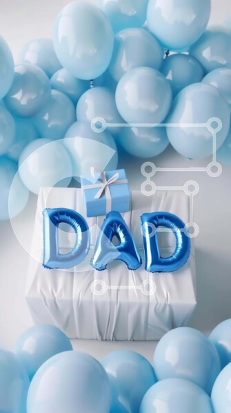 Intra Συλλεκτικό Ξύλινο Παζλ Plywood  4mm - Κουτί δώρου για τη γιορτή του πατέρα με μπλε μπαλόνια Σε Ξύλινο Κουτί - Διαστάσεις: 10x10 cm – 25 κομμάτια