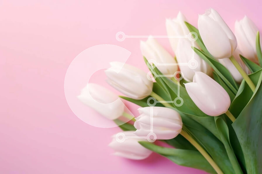 Intra Συλλεκτικό Ξύλινο Παζλ Plywood  4mm - Μπουκέτο με λευκές τουλίπες σε ροζ φόντο Σε Ξύλινο Κουτί - Διαστάσεις: 10x10 cm – 25 κομμάτια