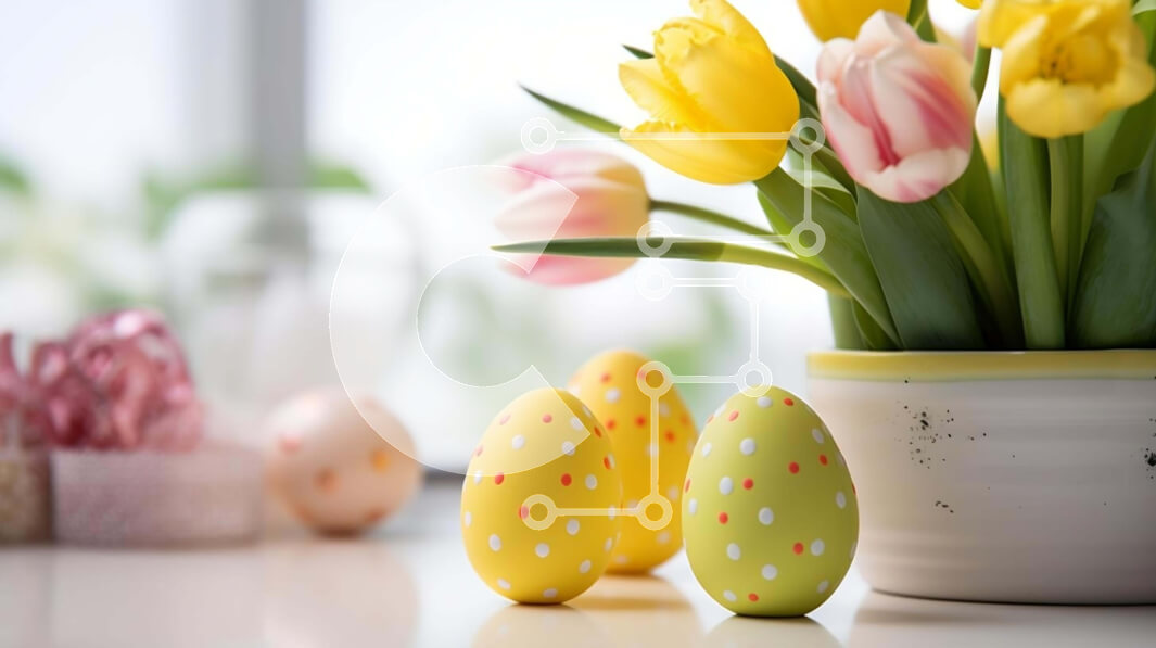 Intra Συλλεκτικό Ξύλινο Παζλ Plywood  4mm - Πασχαλινό Τραπέζι με αυγά και τουλίπες Σε Ξύλινο Κουτί - Διαστάσεις: 10x10 cm – 25 κομμάτια