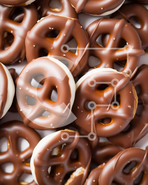 Σετ των 2 Intra Συλλεκτικό Ξύλινο Παζλ Plywood  4mm - Σωρός κουλούρια καλυμμένα με σοκολάτα με τυρί κρέμα, λευκή σοκολάτα και μαύρη σοκολάτα Σε Ξύλινο Κουτί - Διαστάσεις: 10x10 cm – 25 κομμάτια