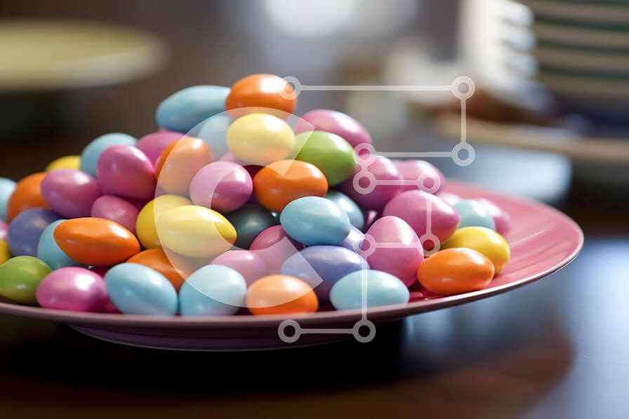 Intra Συλλεκτικό Ξύλινο Παζλ Plywood  4mm - Πολύχρωμα Πασχαλινά αυγά σε ένα ροζ πιάτο με τα κουτάλια και τα μπολ Σε Ξύλινο Κουτί - Διαστάσεις: 10x10 cm – 25 κομμάτια