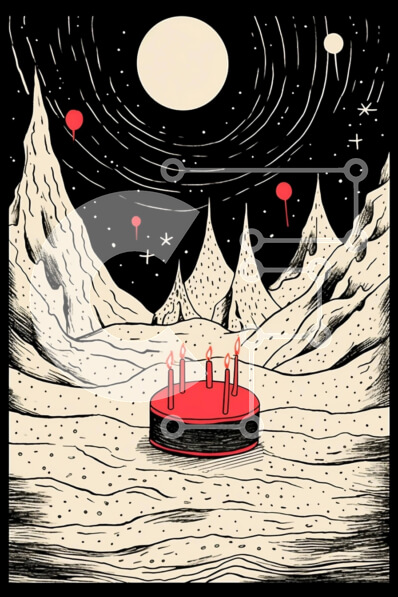 Intra Συλλεκτικό Ξύλινο Παζλ Plywood  4mm - Κόκκινο κέικ με κεριά στα χιονισμένα βουνά Σε Ξύλινο Κουτί - Διαστάσεις Puzzle: 10x10 cm – 25 κομμάτια