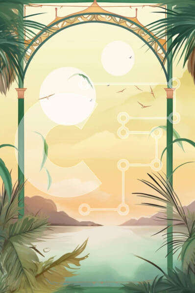 Σετ των 2 Intra Συλλεκτικό Ξύλινο Παζλ Plywood  4mm - Τροπική σκηνή με φοίνικες και πουλιά Σε Ξύλινο Κουτί - Διαστάσεις: 10x10 cm – 25 κομμάτια