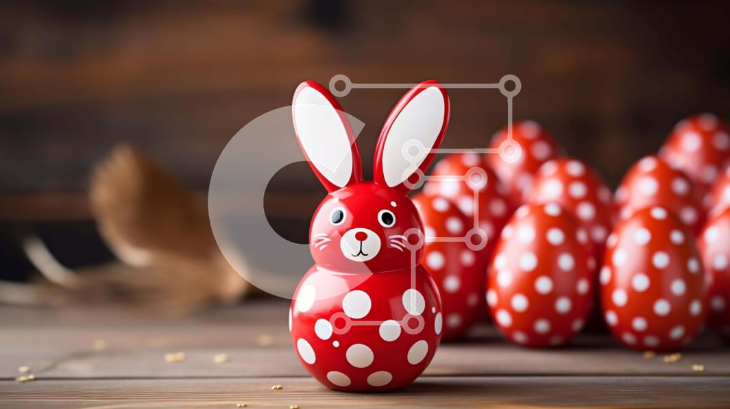 Intra Συλλεκτικό Ξύλινο Παζλ Plywood  4mm - Ειδώλιο πασχαλινό αυγό κόκκινο λαγουδάκι με διακοσμημένα αυγά Σε Ξύλινο Κουτί - Διαστάσεις: 10x10 cm – 25 κομμάτια