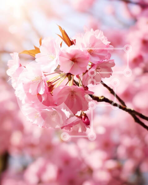 Intra Συλλεκτικό Ξύλινο Παζλ Plywood  4mm - Ανοιξιάτικα άνθη κερασιάς σε πλήρη άνθιση Σε Ξύλινο Κουτί - Διαστάσεις: 10x10 cm – 25 κομμάτια