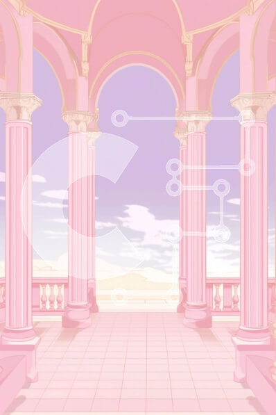 Intra Συλλεκτικό Ξύλινο Παζλ Plywood  4mm - Δωμάτιο σε ροζ χρώμα με κολόνες και καμάρες Σε Ξύλινο Κουτί - Διαστάσεις Puzzle: 10x10 cm – 25 κομμάτια