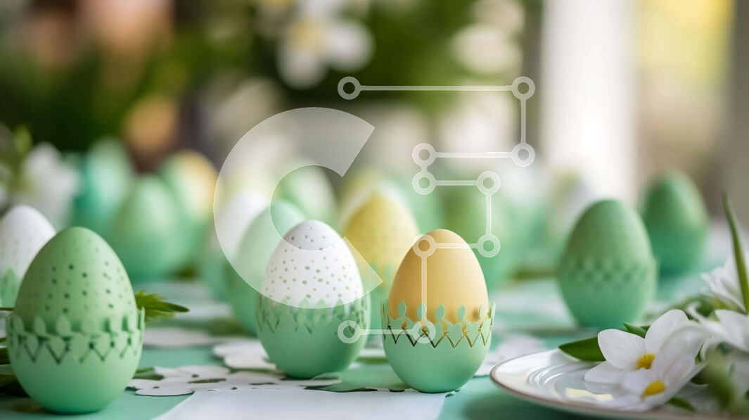 Intra Συλλεκτικό Ξύλινο Παζλ Plywood  4mm - Πασχαλινά αυγά στο τραπέζι με λουλούδια Σε Ξύλινο Κουτί - Διαστάσεις: 10x10 cm – 25 κομμάτια