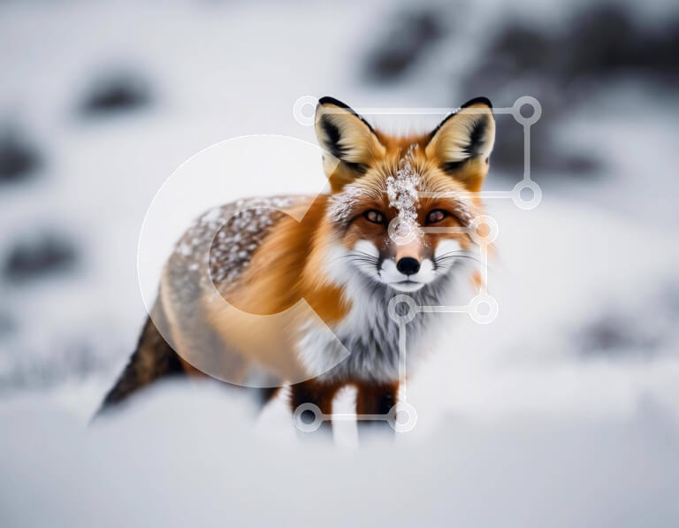 Intra Συλλεκτικό Ξύλινο Παζλ Plywood  4mm - Red Fox στο χιονισμένο βιότοπο Σε Ξύλινο Κουτί - Διαστάσεις: 10x10 cm – 25 κομμάτια