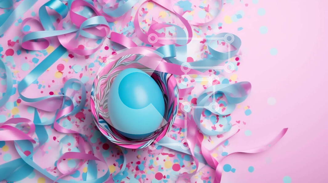 Intra Συλλεκτικό Ξύλινο Παζλ Plywood  4mm - Πολύχρωμο πασχαλινό αυγό στη φωλιά με ροζ, μπλε και πράσινο κομφετί Σε Ξύλινο Κουτί - Διαστάσεις: 10x10 cm – 25 κομμάτια