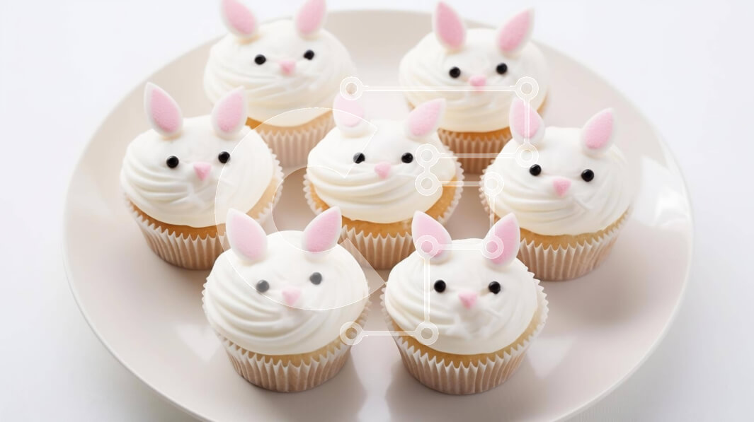 Σετ των 2 Intra Συλλεκτικό Ξύλινο Παζλ Plywood  4mm - Cupcakes με θέμα το Πάσχα με αυτιά λαγουδάκι Σε Ξύλινο Κουτί - Διαστάσεις: 10x10 cm – 25 κομμάτια