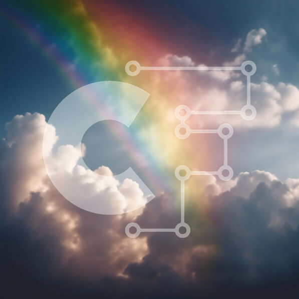 Intra Συλλεκτικό Ξύλινο Παζλ Plywood  4mm - Φωτεινό και πολύχρωμο ουράνιο τόξο στον ουρανό μέσα από σύννεφα Σε Ξύλινο Κουτί - Διαστάσεις: 10x10 cm – 25 κομμάτια