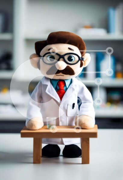 Intra Συλλεκτικό Ξύλινο Παζλ Plywood  4mm - Γεμισμένος επιστήμονας παιχνιδιών σε εργαστηριακό περιβάλλον Σε Ξύλινο Κουτί - Διαστάσεις: 10x10 cm – 25 κομμάτια