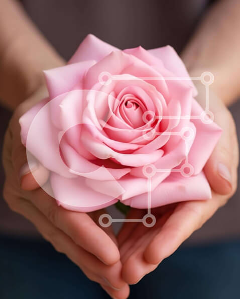 Intra Συλλεκτικό Ξύλινο Παζλ Plywood  4mm - Χέρια που κρατούν ροζ τριαντάφυλλα Σε Ξύλινο Κουτί - Διαστάσεις Puzzle: 10x10 cm – 25 κομμάτια