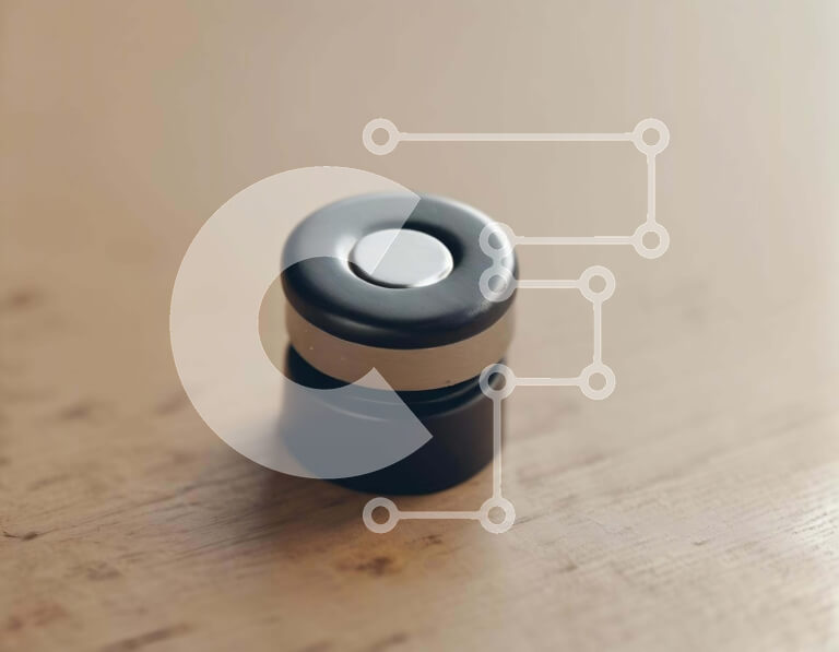 Intra Συλλεκτικό Ξύλινο Παζλ Plywood  4mm - Μαύρο και ασημί κουμπί σε ξύλινο τραπέζι Σε Ξύλινο Κουτί - Διαστάσεις: 10x10 cm – 25 κομμάτια