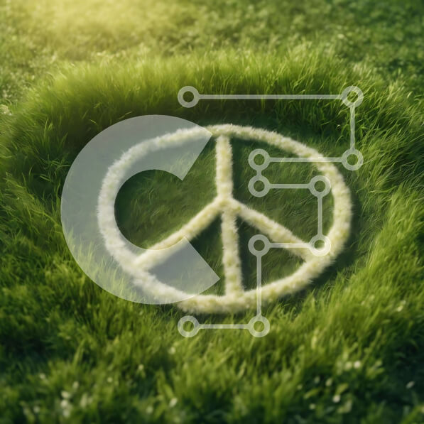 Intra Συλλεκτικό Ξύλινο Παζλ Plywood  4mm - Σημάδι ειρήνης στο τρίγωνο γρασίδι Σε Ξύλινο Κουτί - Διαστάσεις Puzzle: 10x10 cm – 25 κομμάτια