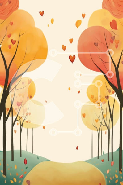 Σετ των 2 Intra Συλλεκτικό Ξύλινο Παζλ Plywood  4mm - Φθινοπωρινή σκηνή με φύλλα σε σχήμα καρδιάς που πέφτουν Σε Ξύλινο Κουτί - Διαστάσεις: 10x10 cm – 25 κομμάτια