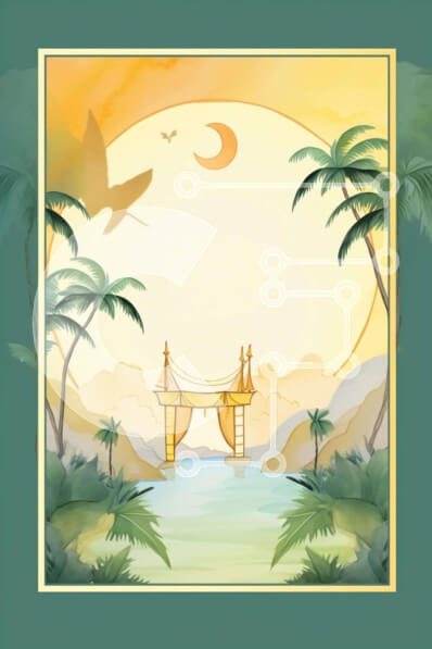 Σετ των 2 Intra Συλλεκτικό Ξύλινο Παζλ Plywood  4mm - Τροπικό τοπίο με φοίνικες, νερό και αψίδα γέφυρα Σε Ξύλινο Κουτί - Διαστάσεις: 10x10 cm – 25 κομμάτια