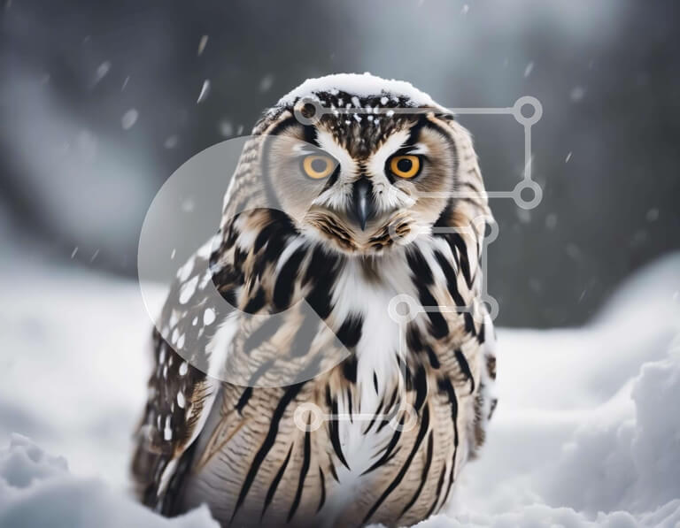 Intra Συλλεκτικό Ξύλινο Παζλ Plywood  4mm - Κουκουβάγια στο χιόνι με ορθάνοιχτα μάτια Σε Ξύλινο Κουτί - Διαστάσεις: 10x10 cm – 25 κομμάτια