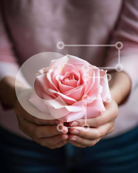 Intra Συλλεκτικό Ξύλινο Παζλ Plywood  4mm - Ροζ τριαντάφυλλο στα χέρια Σε Ξύλινο Κουτί - Διαστάσεις: 10x10 cm – 25 κομμάτια