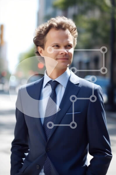 Intra Συλλεκτικό Ξύλινο Παζλ Plywood  4mm - Σοβαρός επιχειρηματίας σε μια οδό της πόλης - Φωτογραφία Αρχείου Σε Ξύλινο Κουτί - Διαστάσεις Puzzle: 10x10 cm – 25 κομμάτια