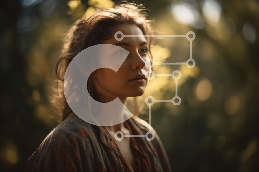 Intra Συλλεκτικό Ξύλινο Παζλ Plywood  4mm - Όμορφη εικόνα μιας γυναίκας χαμένης στις σκέψεις σε ένα καταπράσινο δάσος Σε Ξύλινο Κουτί - Διαστάσεις: 10x10 cm – 25 κομμάτια