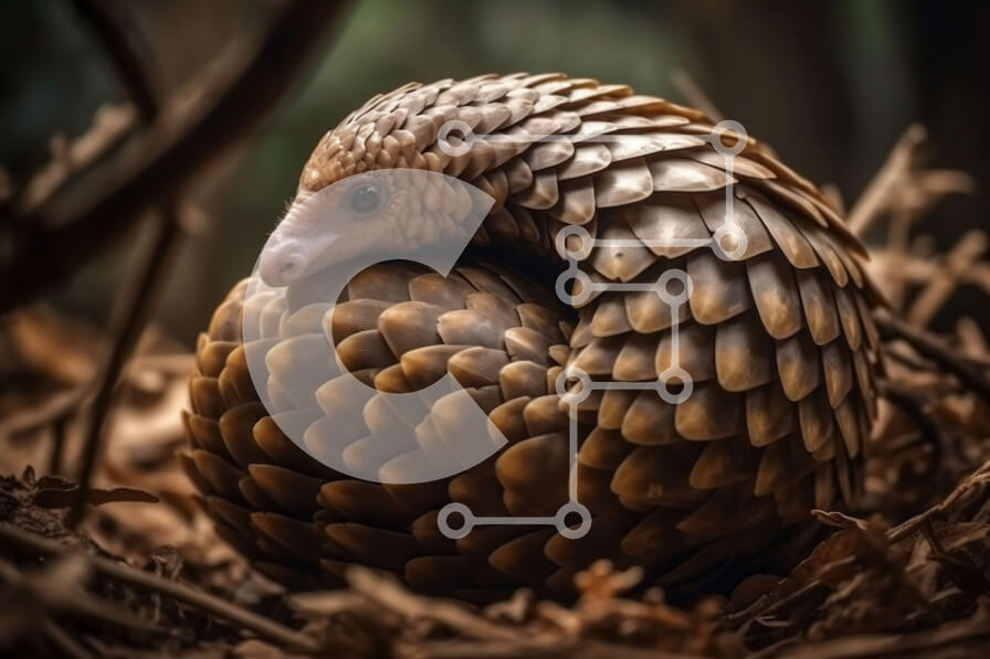 Σετ των 2 Intra Συλλεκτικό Ξύλινο Παζλ Plywood  4mm - Κοντινό πλάνο του προσώπου του Παγκκολίνου που δείχνει λέπια και αιχμηρά δόντια Σε Ξύλινο Κουτί - Διαστάσεις: 10x10 cm – 25 κομμάτια