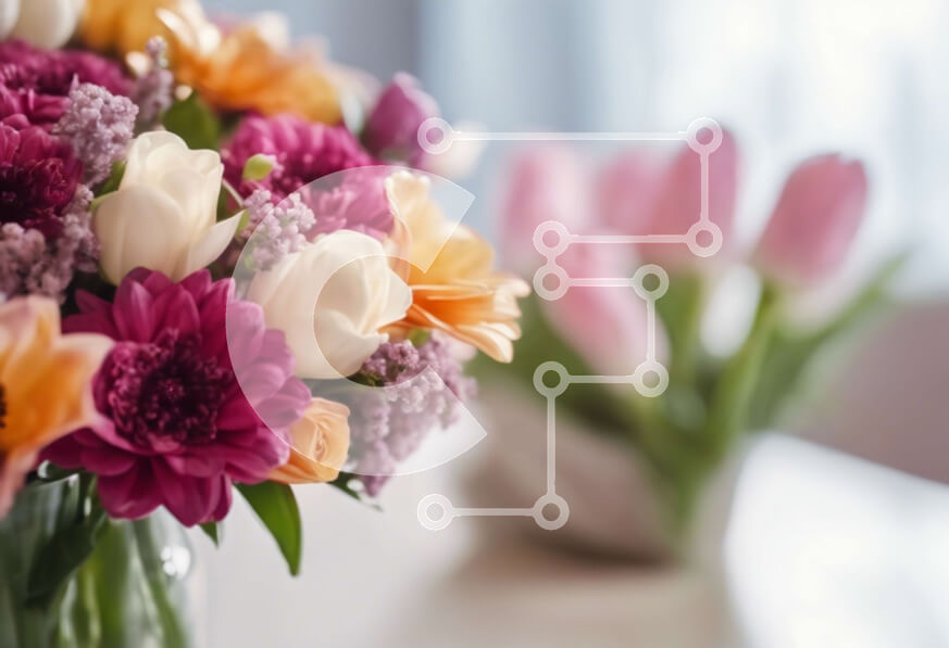 Intra Συλλεκτικό Ξύλινο Παζλ Plywood  4mm - Πολύχρωμη ανθοσυνθέσεις σε γυάλινο βάζο Σε Ξύλινο Κουτί - Διαστάσεις Puzzle: 10x10 cm – 25 κομμάτια