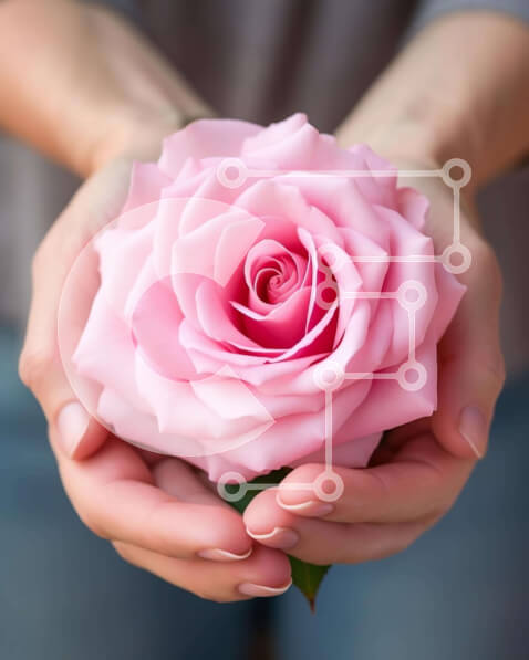 Intra Συλλεκτικό Ξύλινο Παζλ Plywood  4mm - Χέρια που κρατούν ροζ τριαντάφυλλα Σε Ξύλινο Κουτί - Διαστάσεις Puzzle: 10x10 cm – 25 κομμάτια