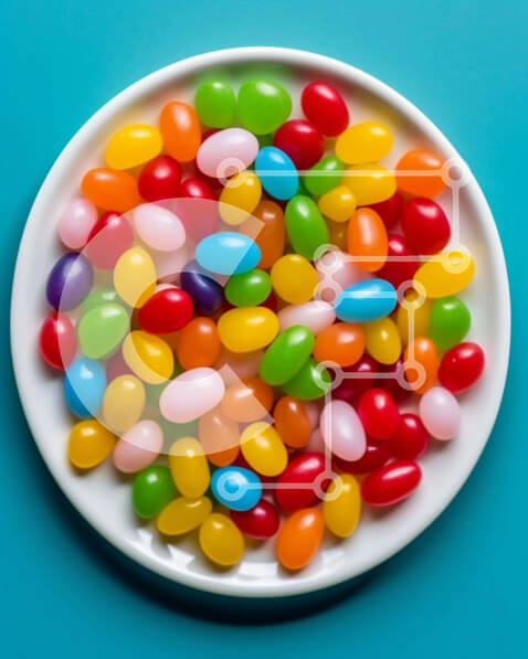 Σετ των 2 Intra Συλλεκτικό Ξύλινο Παζλ Plywood  4mm - Πολύχρωμα φασόλια ζελέ και πιάτο φρούτων Σε Ξύλινο Κουτί - Διαστάσεις: 10x10 cm – 25 κομμάτια