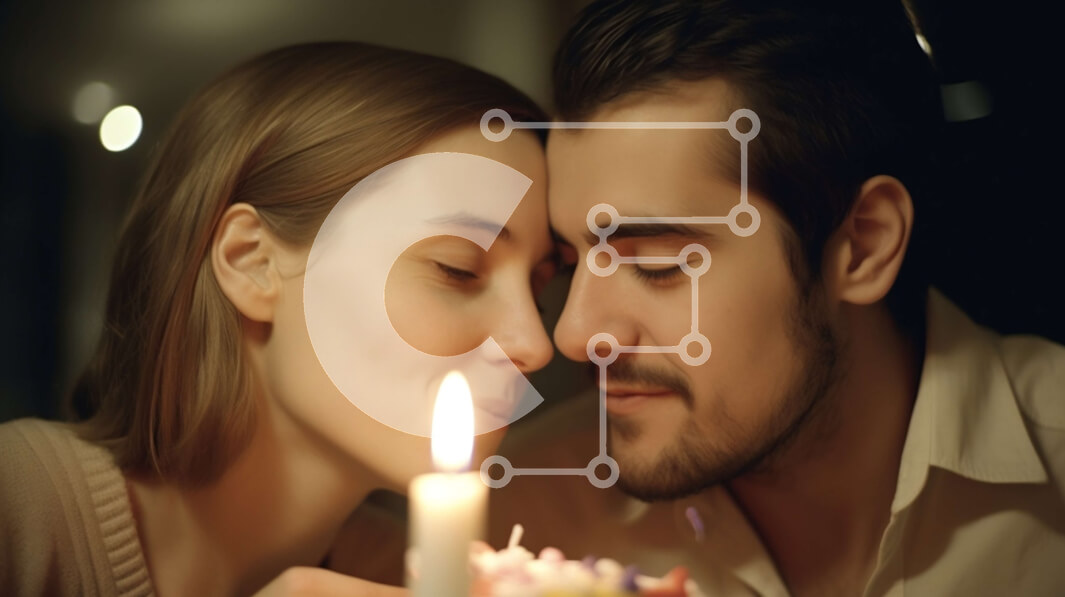 Intra Συλλεκτικό Ξύλινο Παζλ Plywood  4mm - Ρομαντική εικόνα ενός ζευγαριού που γιορτάζει με μια τούρτα γενεθλίων Σε Ξύλινο Κουτί - Διαστάσεις Puzzle: 10x10 cm – 25 κομμάτια