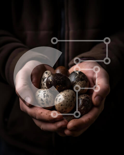 Intra Συλλεκτικό Ξύλινο Παζλ Plywood  4mm - Συλλογή διαφορετικών αυγών που κρατά ένα άτομο Σε Ξύλινο Κουτί - Διαστάσεις: 10x10 cm – 25 κομμάτια