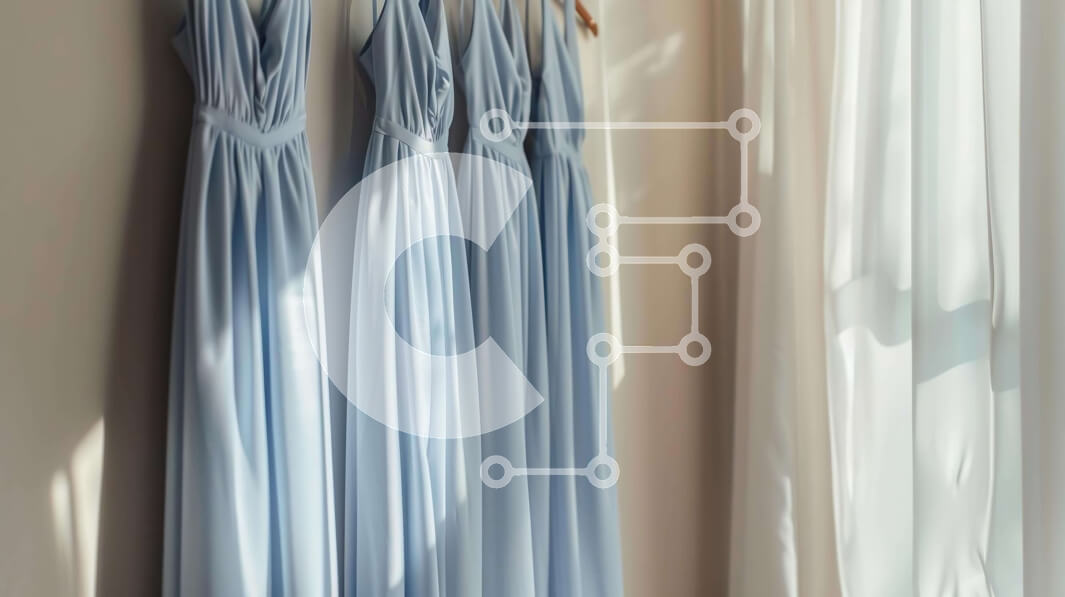 Intra Συλλεκτικό Ξύλινο Παζλ Plywood  4mm - Τρία μπλε φορέματα παράνυμφων που κρέμονται σε ένα δωμάτιο Σε Ξύλινο Κουτί - Διαστάσεις Puzzle: 10x10 cm – 25 κομμάτια