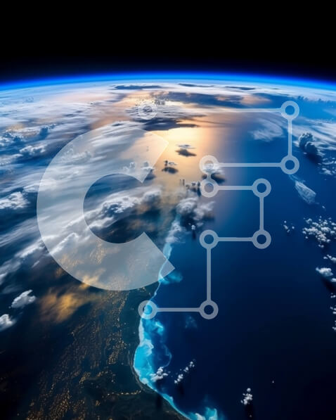 Intra Συλλεκτικό Ξύλινο Παζλ Plywood  4mm - Εκπληκτική εικόνα της Γης στο ηλιοβασίλεμα από το διάστημα Σε Ξύλινο Κουτί - Διαστάσεις: 10x10 cm – 25 κομμάτια