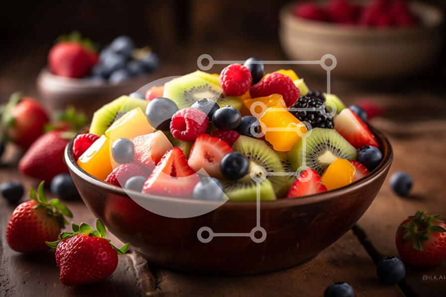 Σετ των 2 Intra Συλλεκτικό Ξύλινο Παζλ Plywood  4mm - Νόστιμο και θρεπτικό μπολ μικτών φρούτων σε ξύλινο τραπέζι Σε Ξύλινο Κουτί - Διαστάσεις: 10x10 cm – 25 κομμάτια