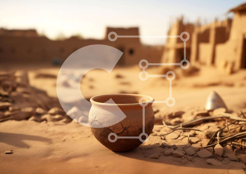 Intra Συλλεκτικό Ξύλινο Παζλ Plywood  4mm - Σπασμένο κεραμικό κύπελλο στο εγκαταλελειμμένο χωριό Σε Ξύλινο Κουτί - Διαστάσεις: 10x10 cm – 25 κομμάτια