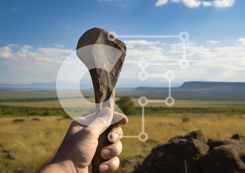 Intra Συλλεκτικό Ξύλινο Παζλ Plywood  4mm - Άτομο που κρατά ένα εργαλείο σε φυσικό περιβάλλον Σε Ξύλινο Κουτί - Διαστάσεις: 10x10 cm – 25 κομμάτια