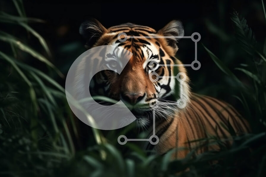 Σετ των 2 Intra Συλλεκτικό Ξύλινο Παζλ Plywood  4mm - Fierce Tiger in the Jungle - Ασπρόμαυρη Φωτογραφία Σε Ξύλινο Κουτί - Διαστάσεις: 10x10 cm – 25 κομμάτια