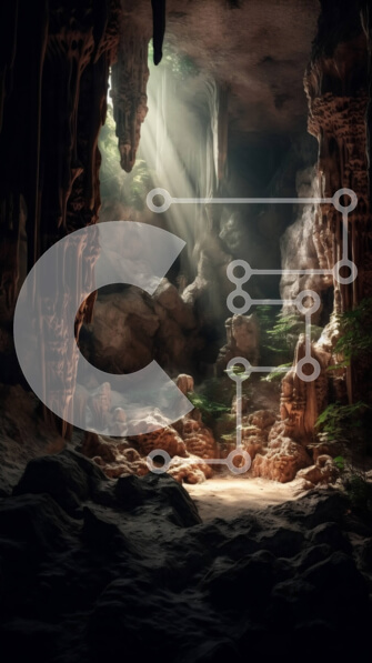 Σετ των 2 Intra Συλλεκτικό Ξύλινο Παζλ Plywood  4mm - Μια εκπληκτική εικόνα ενός μυστηριώδους σπηλαίου με σταλακτίτες και σταλαγμίτες Σε Ξύλινο Κουτί - Διαστάσεις: 10x10 cm – 25 κομμάτια