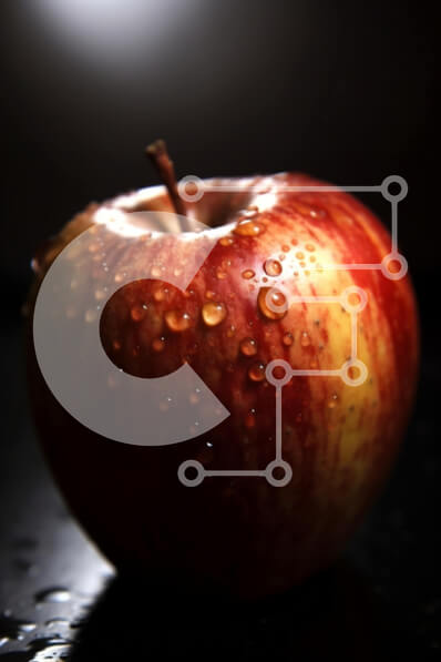 Σετ των 2 Intra Συλλεκτικό Ξύλινο Παζλ Plywood  4mm - Φρέσκο ​​μήλο με σταγονίδια νερού κοντινή εικόνα Σε Ξύλινο Κουτί - Διαστάσεις: 10x10 cm – 25 κομμάτια