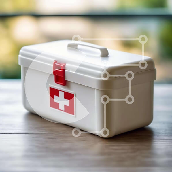 Intra Συλλεκτικό Ξύλινο Παζλ Plywood  4mm - Κουτί πρώτων βοηθειών σε ξύλινο τραπέζι με παράθυρα Σε Ξύλινο Κουτί - Διαστάσεις Puzzle: 10x10 cm – 25 κομμάτια