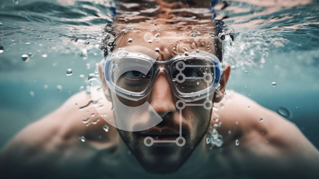 Intra Συλλεκτικό Ξύλινο Παζλ Plywood  4mm - Σοβαρός άνδρας με γυαλιά κολύμβησης που κοιτάζει την κάμερα Σε Ξύλινο Κουτί - Διαστάσεις Puzzle: 10x10 cm – 25 κομμάτια